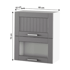 KONDELA Horní skříňka, tmavě šedá/bílá, JULIA TYP 8