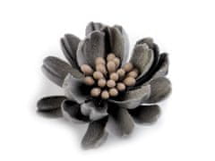 Kraftika 2ks šedá holubí textilní květ 3d s pestíky v barvě květu
