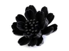 Kraftika 2ks černá textilní květ 3d s pestíky v barvě květu 33mm
