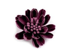 Kraftika 2ks vínová textilní květ 3d s pestíky v barvě květu 33mm