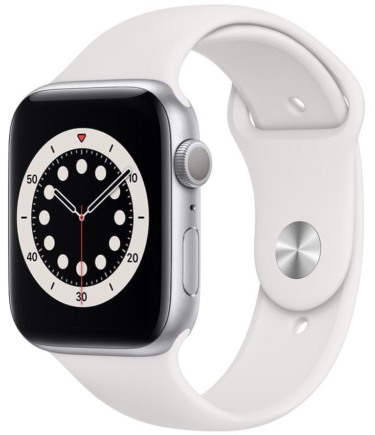 Apple Watch Series 6, 40mm Silver Aluminium Case with White Sport