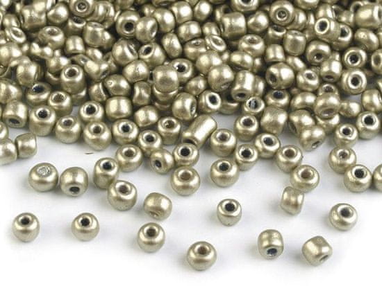 Kraftika 50g k18 stříbrná hnědá rokajl 8/0 - 3mm metalický