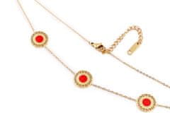 Kraftika 1ks červená zlatá náhrdelník z nerezové oceli mandala