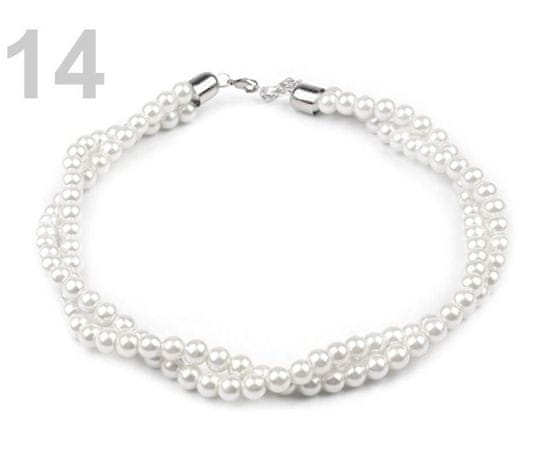 Kraftika 1ks 14 bílá mléčná perlový náhrdelník