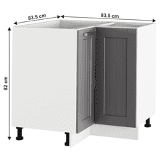 KONDELA Spodní rohová skříňka, tmavě šedá/bílá, JULIA TYP 62