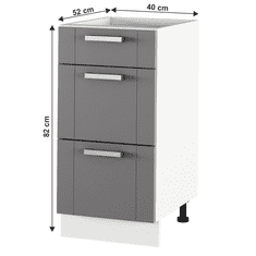 KONDELA Spodní skříňka, tmavě šedá/bílá, JULIA TYP 53