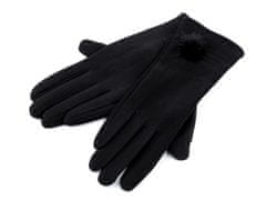 Kraftika 1pár (vel. l) černá dámské rukavice s knoflíky, bambulkou