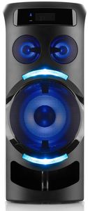 párty reproduktor gogen smilee bps636 hudební výkon 40 w Bluetooth aux in usb port usb pro nabíjení podpora mp3 karaoke 2 mikrofony vestavěná baterie výdrž 6,5 h na nabití led světelné efekty ekvalizéry design á la smajlík