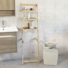 SoBuy FRG160-N žebříková police koupelnová police s odnímatelným košem na prádlo 42x152x35cm