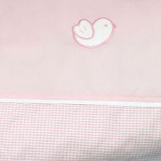 Babyrenka Babyrenka povlečení do postýlky čtyřdílné 40x60, 90x130 cm Bird pink Bílý lem