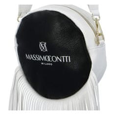 Massimo Conti Milano Designová koženková kulatá kabelka Massima C., bílá