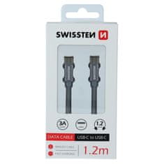 SWISSTEN Swissten textilní datový kabel Usb-C / Usb-C 1,2 M Šedý 8595217455979