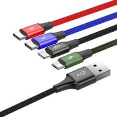 BASEUS 4in1 kabel USB - 2x USB-C / Lightning / micro USB 3.5A 1.2m, černý