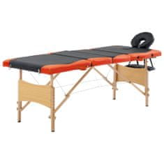 Greatstore Skládací masážní stůl 4 zóny dřevo černo-oranžový
