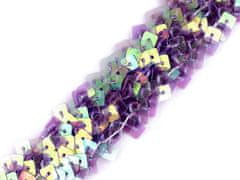 Kraftika 9m fialová lila flitrový prýmek šíře 25mm elastický s ab