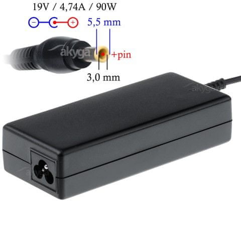 Akyga AK-ND-27 napájecí adaptér pro notebooky Samsung - 19V/4.74A 90W 5.5x3.0mm + pin konektor