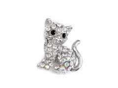 Kraftika 1ks crystal ab kočka brož s broušenými kamínky kočka