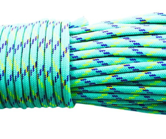 Kraftika Parašňůra, paracord 330, tyrkysově zelená, žlutá, fialová