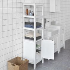 SoBuy FRG205-W Vysoká skříňka, koupelnová police, koupelnová skříňka, koupelnový nábytek, Bílá 40x150x33cm