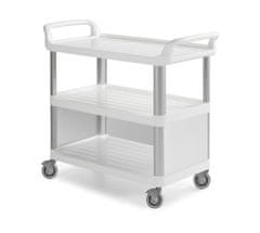 CLEANLIFE jídelní protihlukový vozík C 3700 - hliníkové stojny, bílá barva