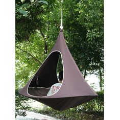 KONDELA Závěsné houpací křeslo, šedohnědá TAUPE, KLORIN NEW TYP 2 BIG SIZE CACOON HAMMOCK