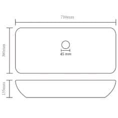Vidaxl Luxusní umyvadlo matné bílé 71 x 38 cm keramické