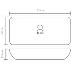 Vidaxl Luxusní umyvadlo obdélníkové matné krémové 71 x 38 cm keramické