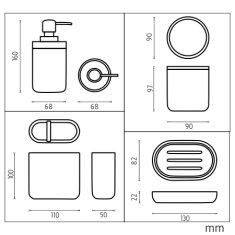 BPS-koupelny Dávkovač, mýdlenka, dózy na kart. a tampóny KORA - KO 24000SET-05