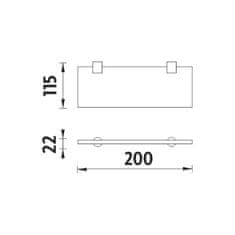 NIMCO Polička do koupelny na mobil a drobnosti skleněná, sklo bílé extra čiré matné, úchyty chrom, 20 cm NIMCO BORMO BR 11091B-20-26