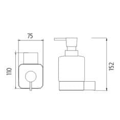 NIMCO Nástěnný dávkovač tekutého mýdla hranatý, matné sklo a chrom, pumpa mosaz NIMCO KIBO Ki 14031C-T-26