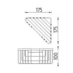 NIMCO Drátěná rohová police do sprchy, střední hluboká NIMCO Drátěný program OP 106-26