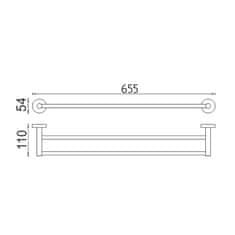 BPS-koupelny Držák na ručníky dvojitý, 66 cm UNIX nerez - UNM 13061D-10