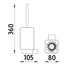NIMCO WC štětka černá s držákem na zeď, nízká hranatá nádoba matné sklo NIMCO KIBO černá Ki-14094CN-90