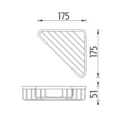 NIMCO Drátěná rohová police do sprchy, střední NIMCO Drátěný program OP 102N-26