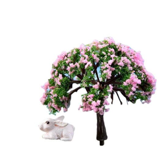Kraftika Umělý kvetoucí stromeček, růžový, zelený a hnědý