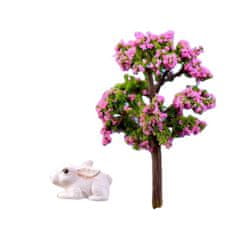 Kraftika Umělý kvetoucí stromeček, růžový a zelený