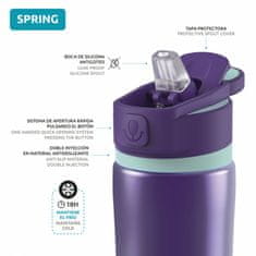 QUOKKA SPRING Sportovní nerezová láhev s výsuvným náustkem VIOLET 600ml, 11824