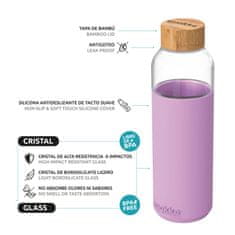 QUOKKA FLOW Skleněná láhev se silikonovým povrchem LILAC, 660ml, 40008