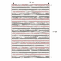 KONDELA Koberec, růžová/šedá/bílá, 100x150, KARAN