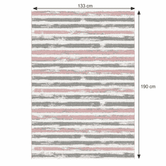 KONDELA Koberec, růžová/šedá/bílá, 133x190, KARAN