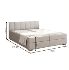 KONDELA Boxspringová postel 180x200, světle šedá, RIANA KOMFORT