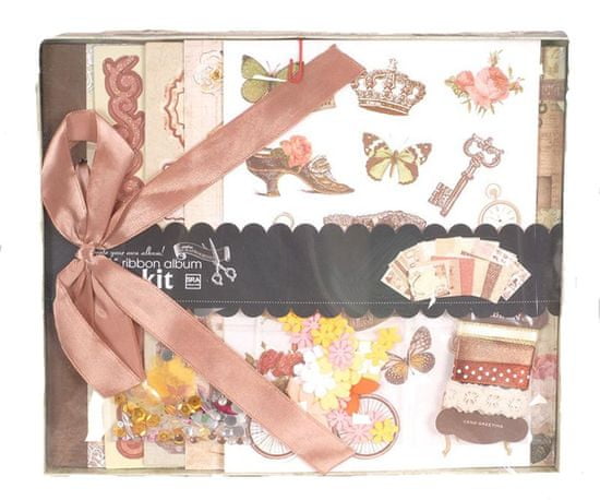 Kraftika Sada na scrapbooking, béžová, hnědá, zlatá, žlutá, růžová