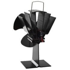 Greatstore Teplem poháněný ventilátor na kamna 3 lopatky černý