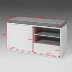 SoBuy FSR37-W Lavice s polštářem sedací Lavice Skříňka na boty Šatna lavice Bílá 80x46x35cm