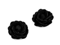 Kraftika 2ks černá květ růže 20mm eko kůže