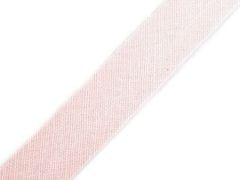 Kraftika 25m 151 gossamer pink šikmý proužek bavlněný šíře 14mm