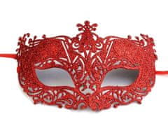 Kraftika 1ks červená karnevalová maska - škraboška s glitry