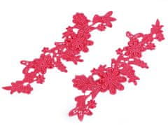 Kraftika 2ks růžová korálová krajková aplikace / vsadka 3d 10x28cm