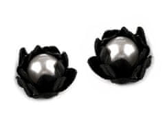 Kraftika 2ks černá květ s perlou 18mm