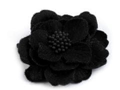 Kraftika 2ks černá vlněný květ s pestíky v barvě květu 60mm